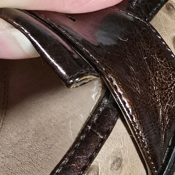 Pilar Abril Ostrich Leather Block Heel Shoes‎ EU 40 US 9.5 Tan Brown Tassels - Picture 11 of 12